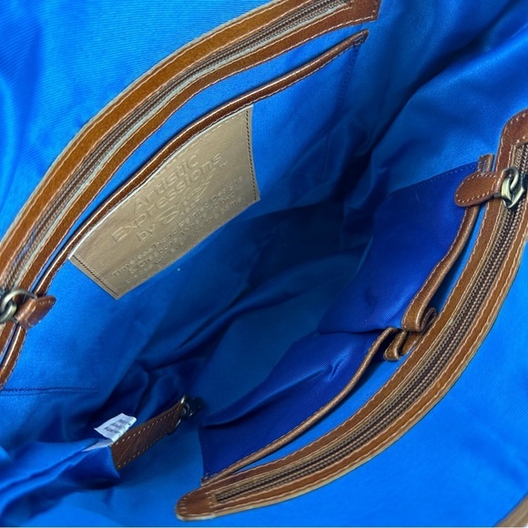 Sharif Artistic Expressions Crossbody Bag Hand Painted Leather Winter Wonderland - Picture 10 of 15